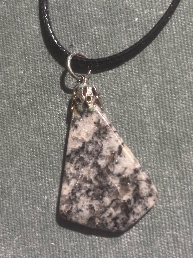 Black And White Granite Stone Pendant Necklace -